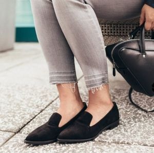 Aquatalia Black Suede Flat Loafers